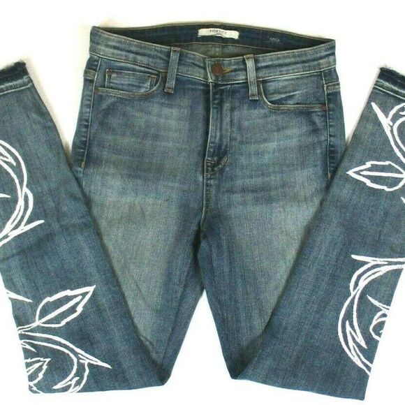 Fidelity Denim Jeans Sola Rebel Floral Mid Rise Ankle Dry Clean Women’s Size 27 - Picture 2 of 11